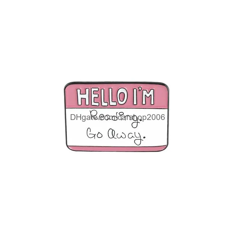 english hello label brooches pins enamel letters lapel pin tops bags dress badge for women men fashion jewelry