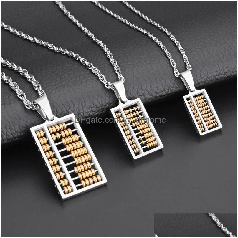 charm abacus pendant necklace 18k gold plated stainless steel men women lover couple jewelry