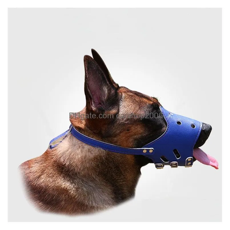 adjustable pet dog muzzles collars pu biting barking walking safe muzzle head dogs supplies black pink will and sandy