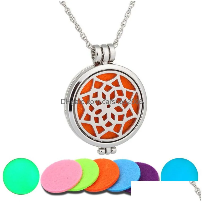 tree of life cross snowflake hollow luminous aromatherapy necklace stainless steel perfume dispenser locket cross pendant necklaces will and