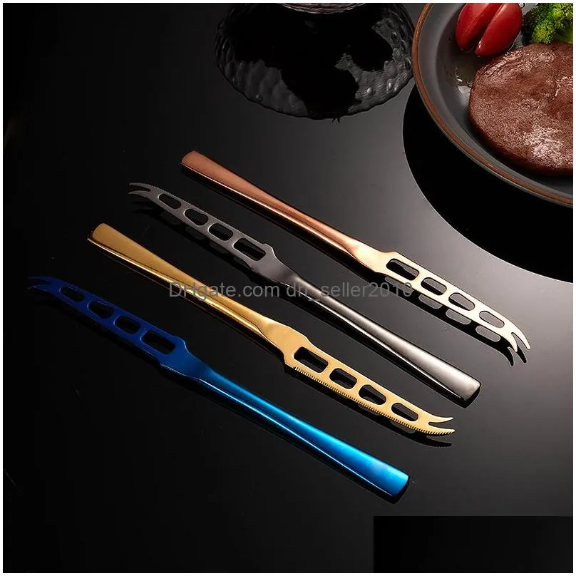 hollow stainless steel cheese butter knife cutlery jam knife gold home restaurant kitchen dining flatware tableware tool