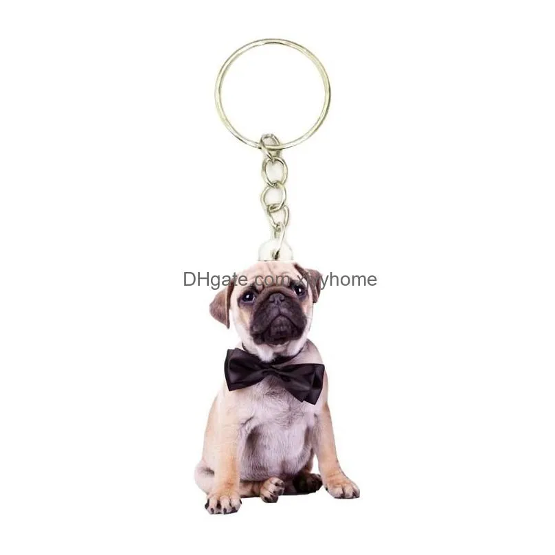 boston terrier acrylic dog keyring fashion cute charms keychains men key chain ring boyfriend gift gifts for women apparel