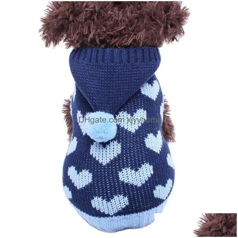 dog apparel cat sweater hoodie hearts patterns jumper pet puppy coat jacket warm clothes for chihuahua yorkie poodledog