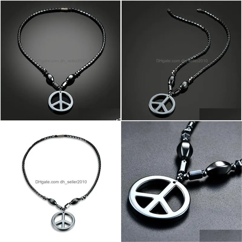 black magnetite peace symbol pendant necklace health magnetic buckle necklaces for women children fashion jewelry will and sandy