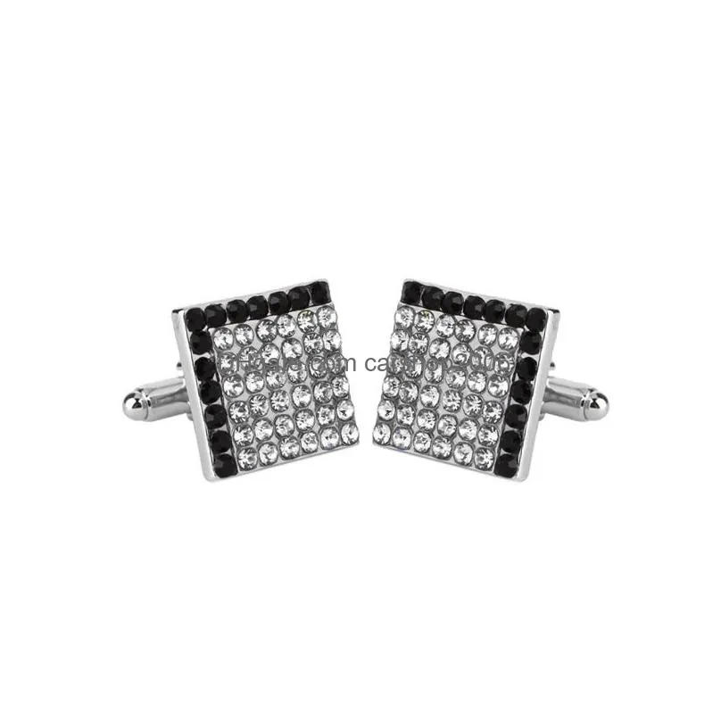 contrast color crystal square cuff links business shirt cufflinks button for men fashion jewelry will and sandy