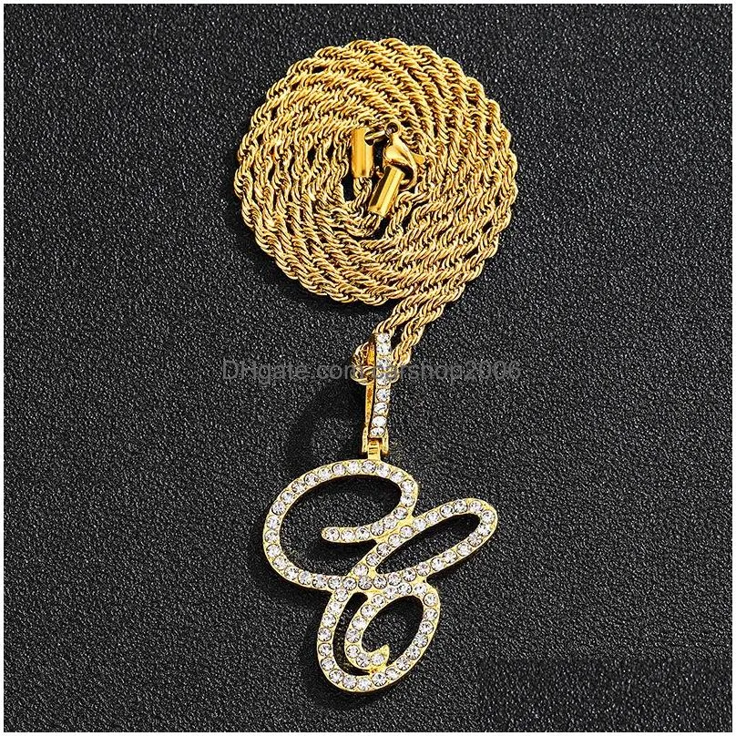 english alphabet letters pendants cuban link chain necklace jewelry heart necklace