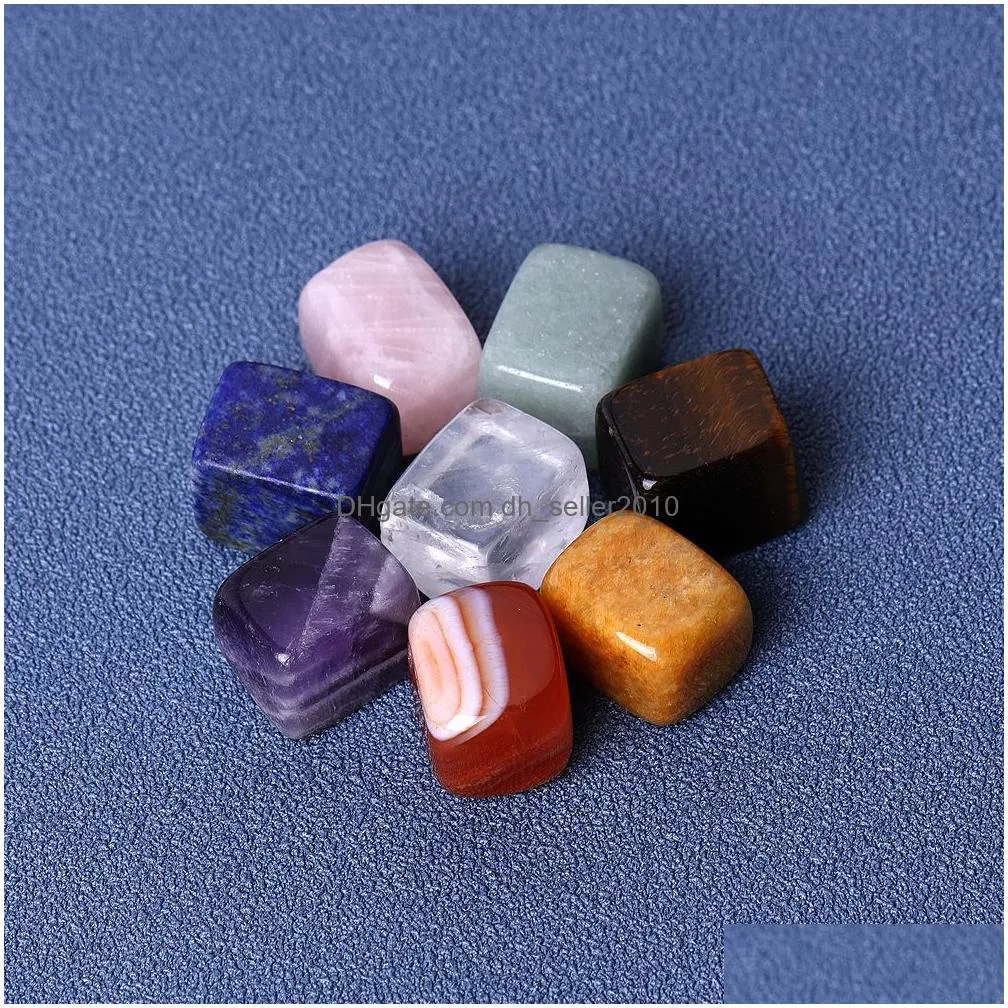 square round 7 chakra yoga polished energy natural stone set tiger eye agate amethyst crystals healing gravel rough stones arts crafts