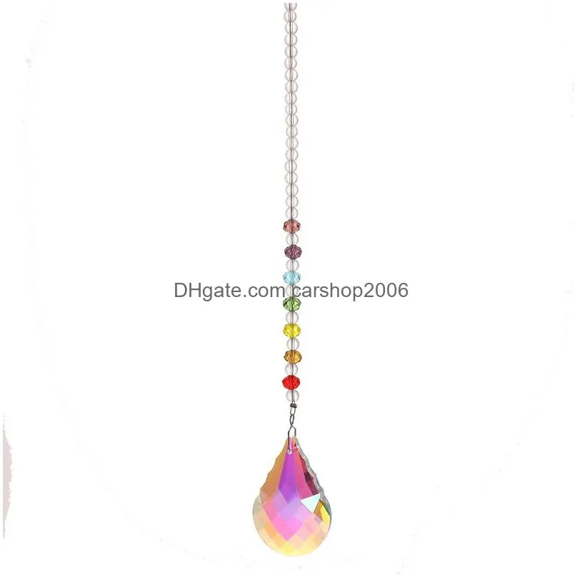 colorful rainbow water drop shell shape ornament pendant home decor gift window wall hanging crystals chakra garden