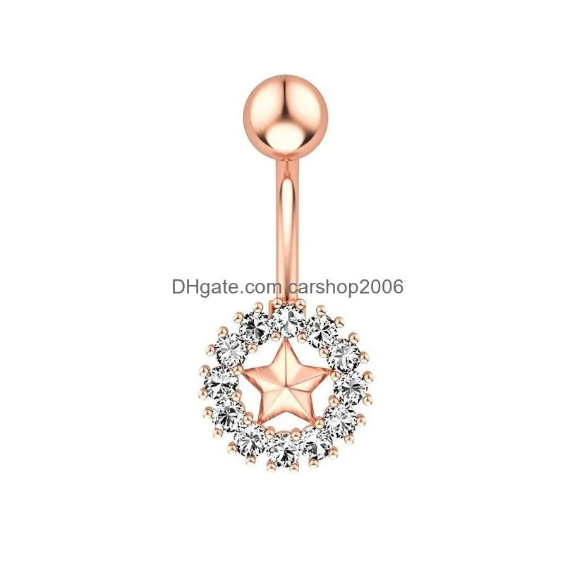 star diamond belly button rings navel nail allergy stainless steel body jewelry for women crop top will and sandy