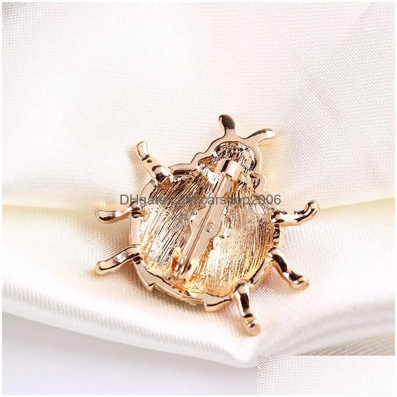 gold crystal ladybird brooch pins enamel insect brooches pin corsage fashion jewelry for men women gift