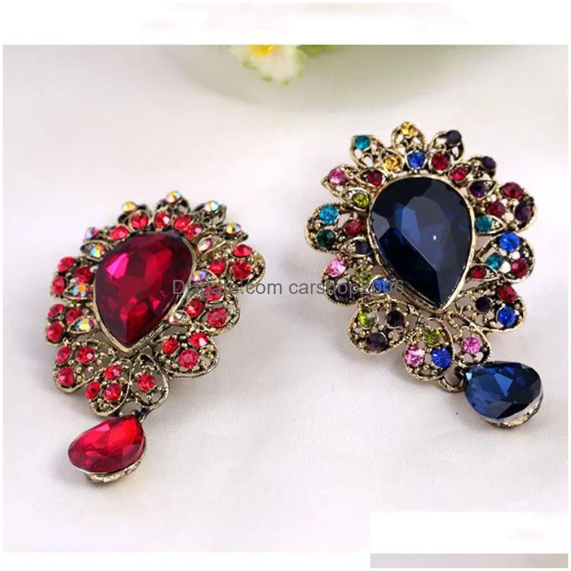 fashion crystal brooch water drop dress suit brooches corsage women fashion jewelry will and sandy gift
