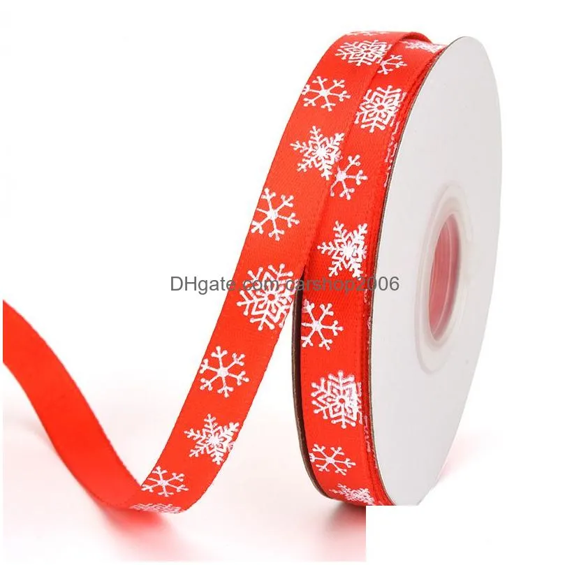 1cm christmas ribbon print snowflake ribbons wrap gift box wrapping christmas festivel home decorations will and sandy drop ship