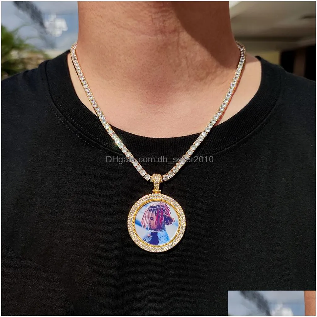 custom photo pendant necklaces sculptable bling zircon memorial frame medal pendants