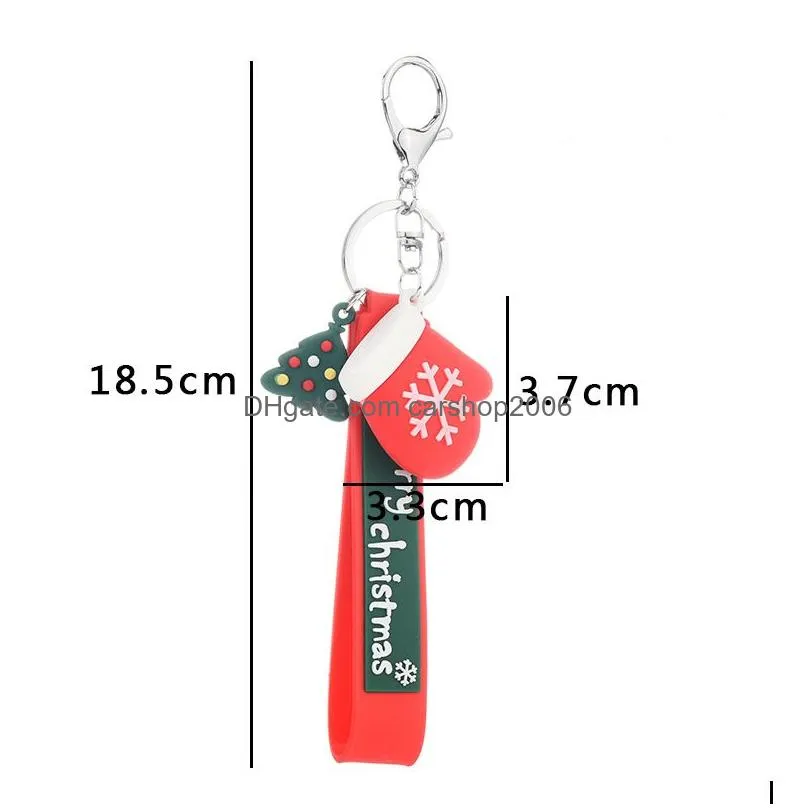 pvc christmas tree hat keychain cartoon merry christmas glove key chain key holders bag hangs fashion jewlery gift