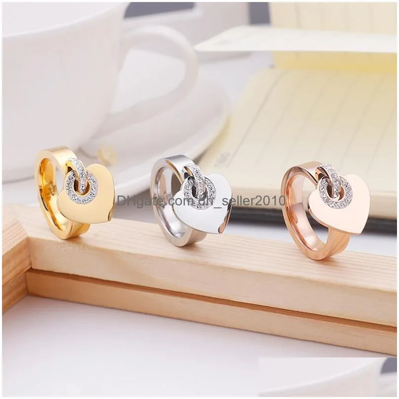 real love heart promise ring stainless steel 18k gold plated couple wedding ring jewelry