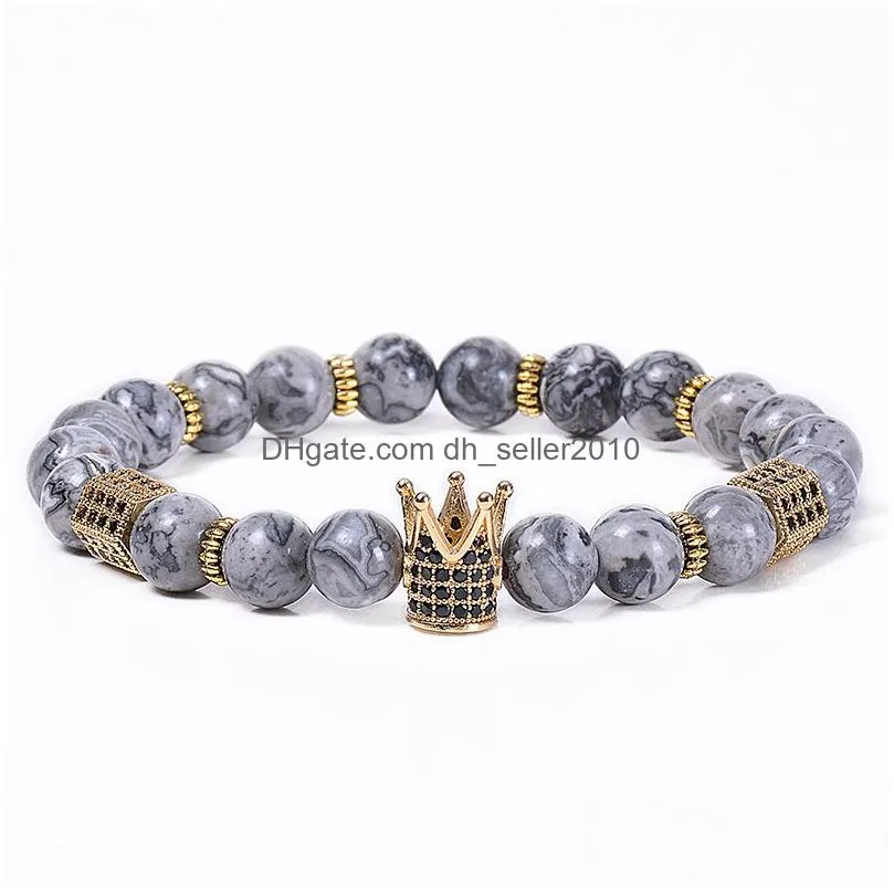 natural map stone crown bracelet copper microinlaid zircon diamond bracelets braided cuff women men fashion jewelry will and sandy