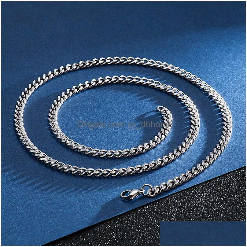 stainless steel cuban chain link necklace for men grinding chain jewelry accessories wholesale