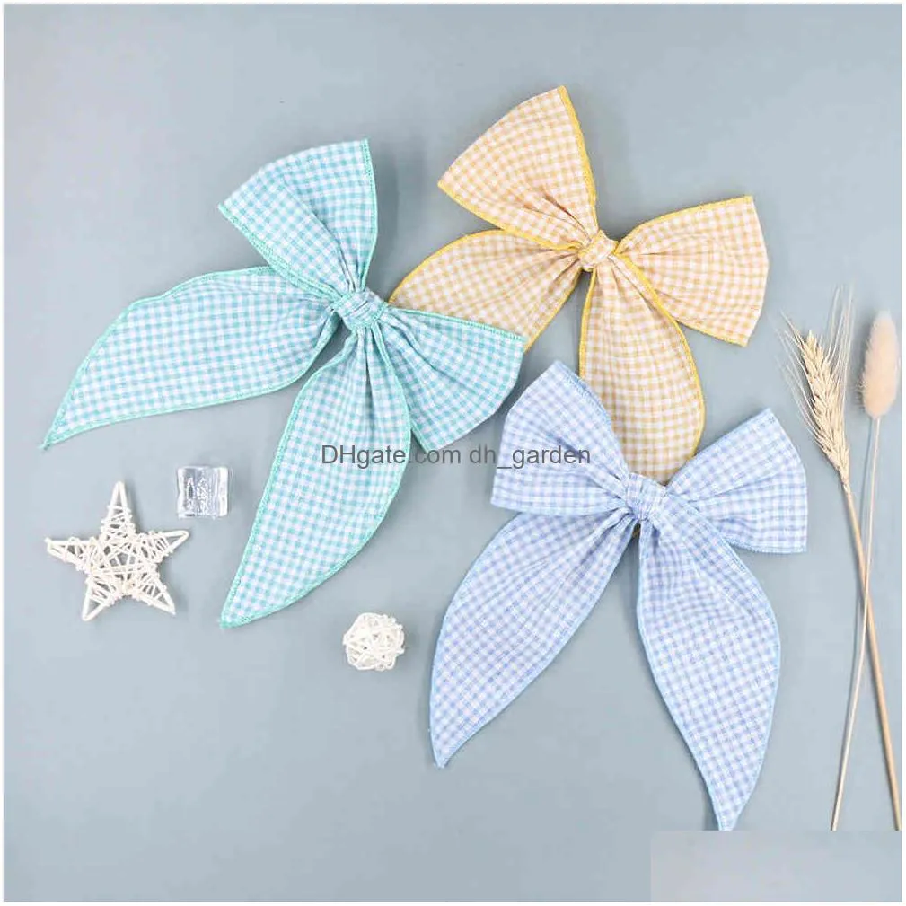 30pc/lot 2021 8 curled edge bow with clips baby plaid bows hairpins barrettes kids girls nylon hair accessories