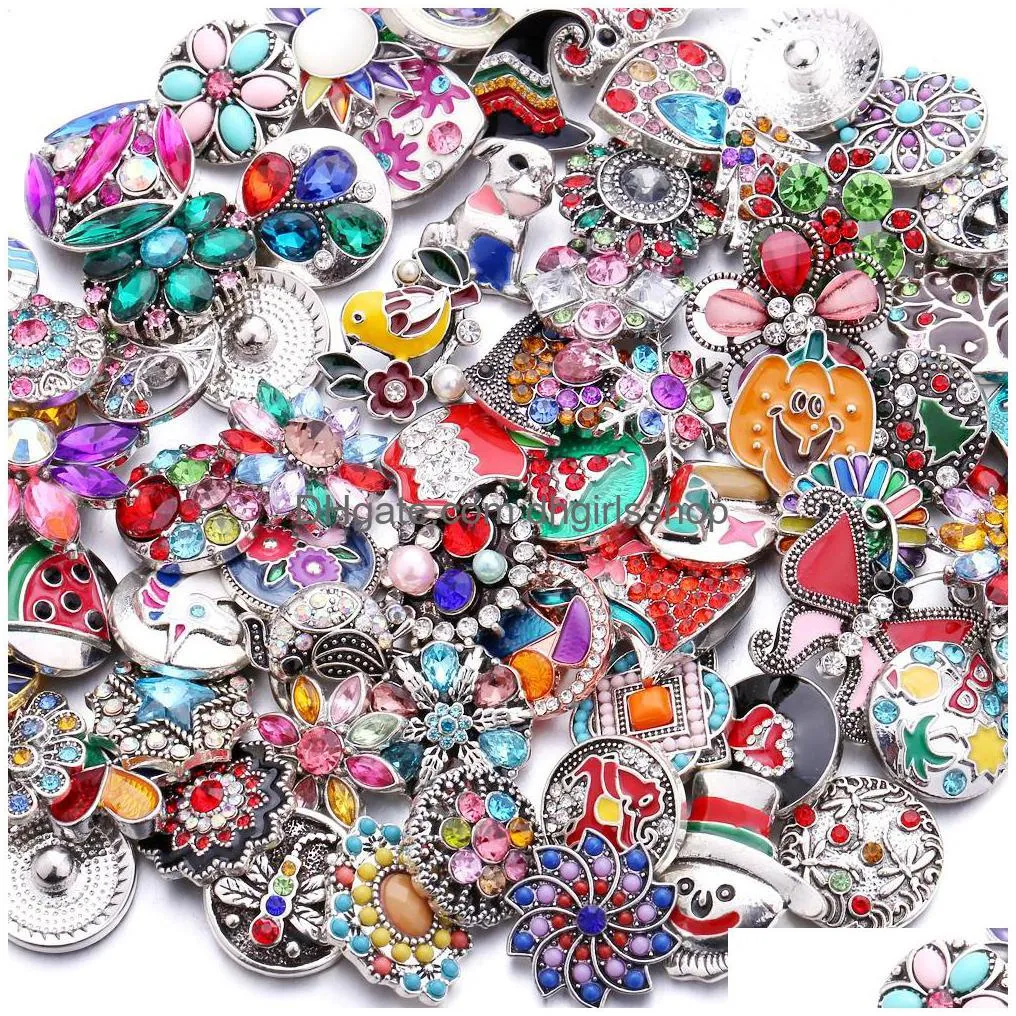 wholesale 18mm noosa ginger snaps button jewelry component alloy metal rhinestone diy accessories for snap bracelets jewellery mix in