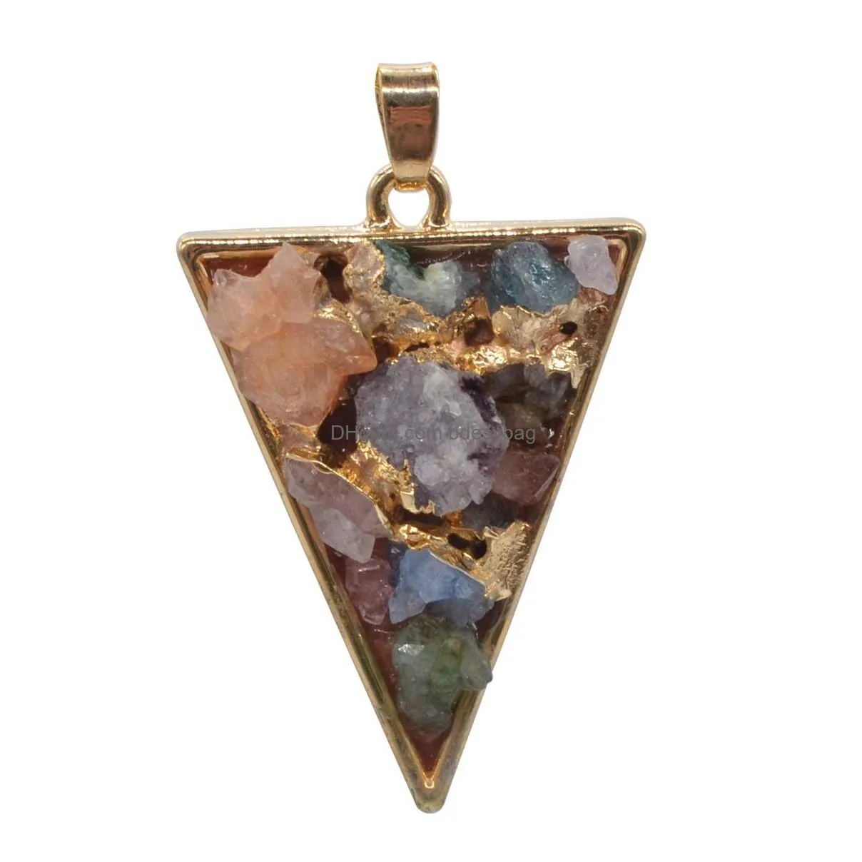 gemstone pendants natural druzy agate with light gold brass findings jewelry connectors for necklace pendant jewelrys making
