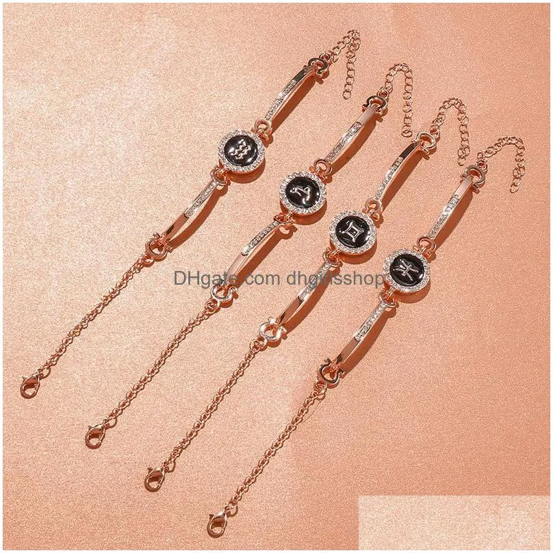 charm bracelets 12 constellation zodiac fashion 3 colors pendant bracelet simple jewelry for women birthday giftscharm lars22