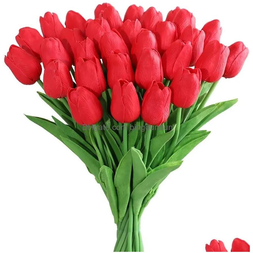 tulips artificial flowers pu calla fake flowers real touch flowers for wedding decoration home party decoration favors