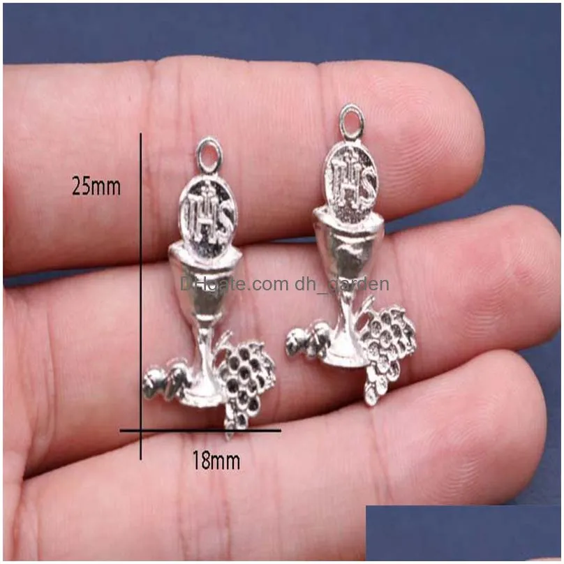 100 pieces / religious charm christian cross holy grail medal. catholic holy grail jhs medal charm jewelry