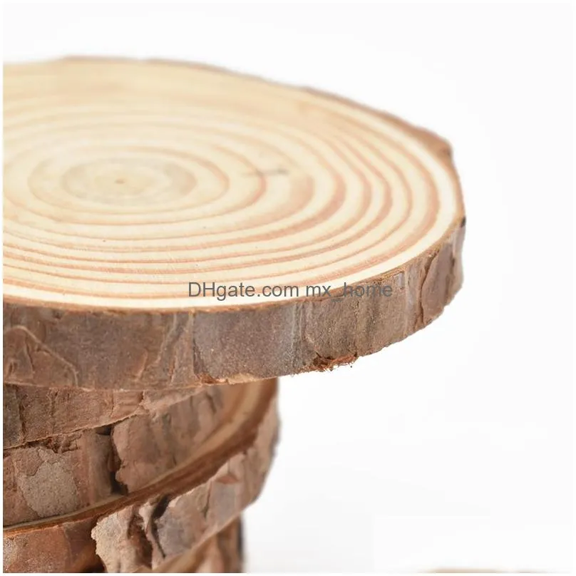 312cm thick natural pine round unfinished wood slices circles with tree bark log discs diy crafts wedding party painting