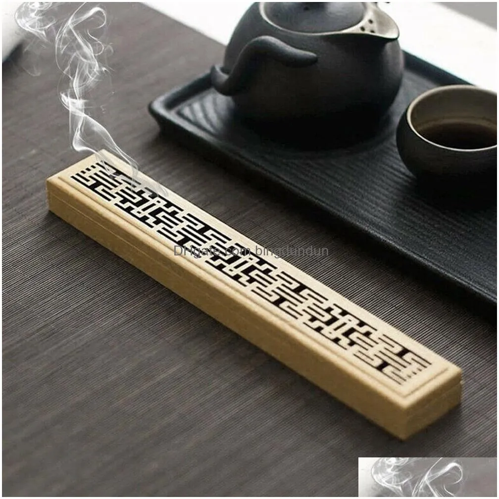 bamboo wooden incense burners holder incense stick ash burner joss incense box burner home decor decoration