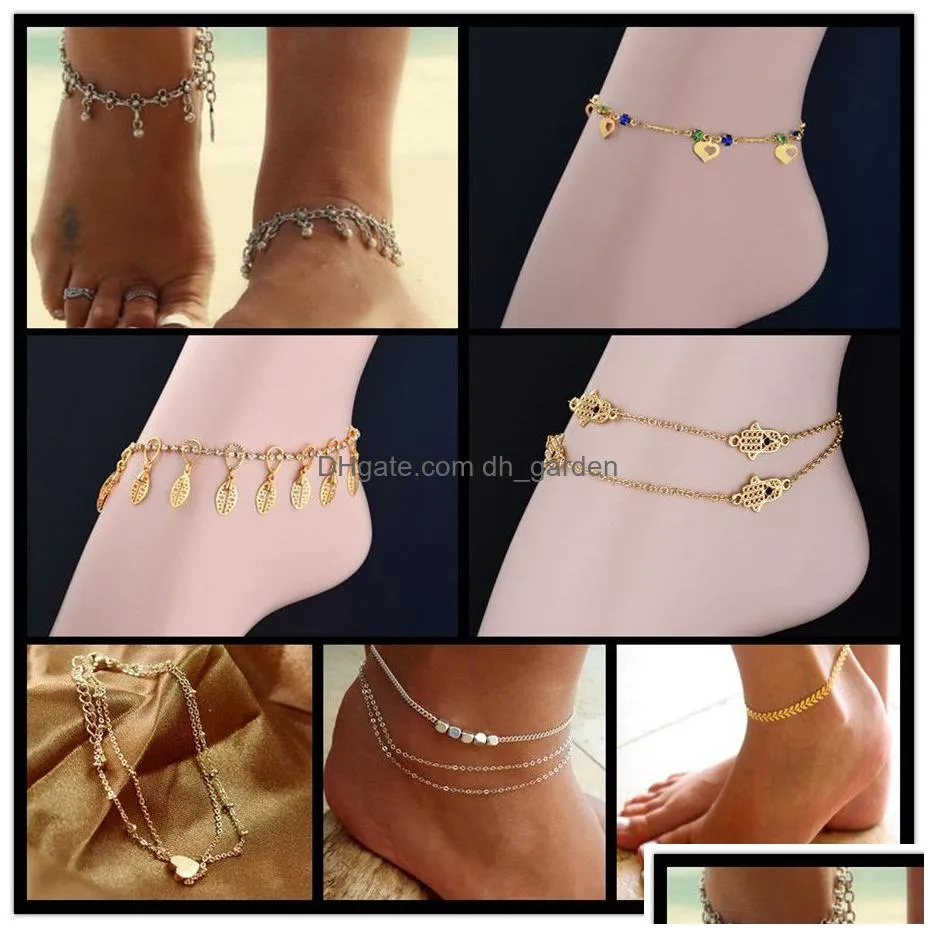 trendy female barefoot sandals jewelry anklets on foot ankle bracelets for women leg chain