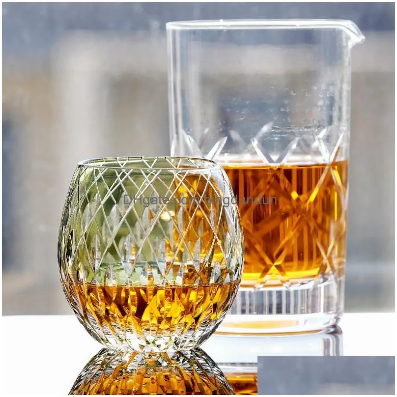 crystal glass whiskey glasses cognac brandy vodka bourbon scotch water glass hand cut tumbler elegant design