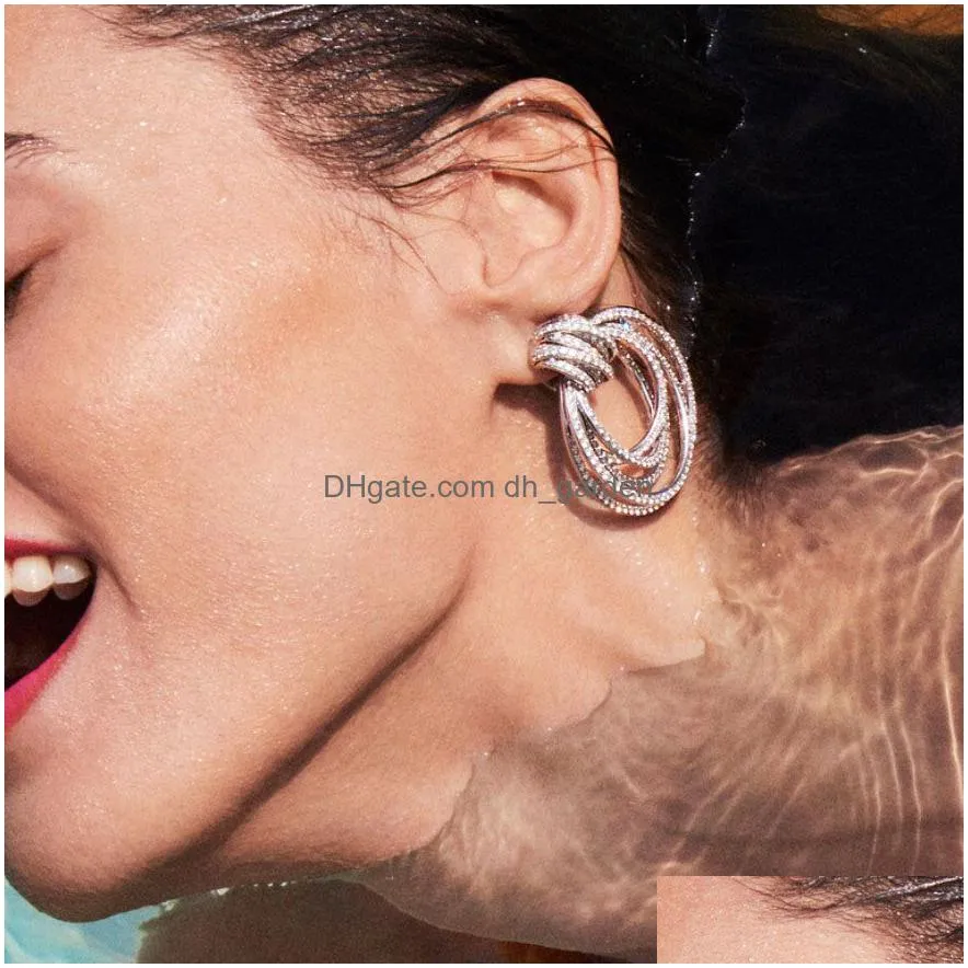 godki luxury twist circle dangle earrings for women wedding cubic zircon crystal cz dubai bridal earring fashion jewelry 2019