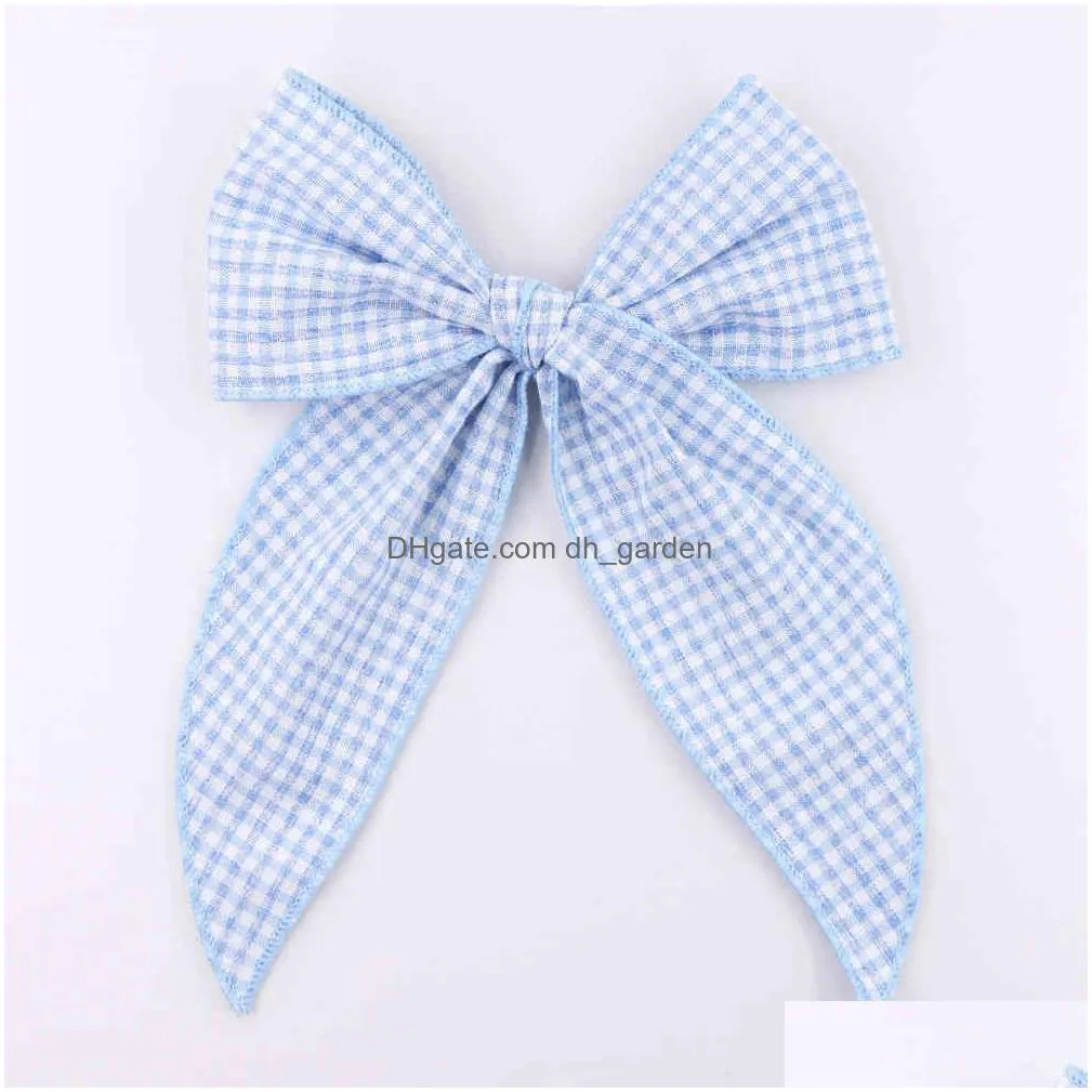 30pc/lot 2021 8 curled edge bow with clips baby plaid bows hairpins barrettes kids girls nylon hair accessories