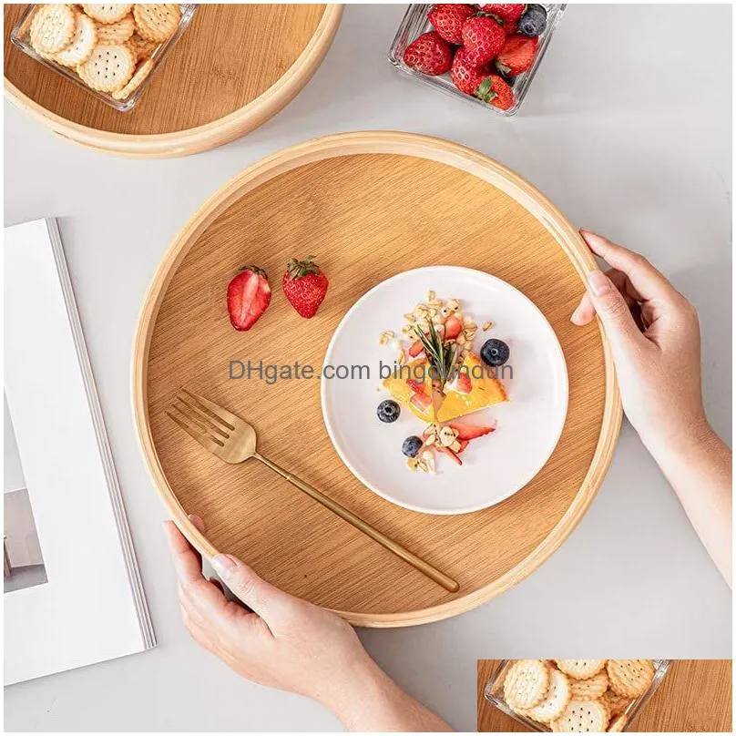 japanese style round tray food serving plate bamboo snack deseert plate teaboard for home