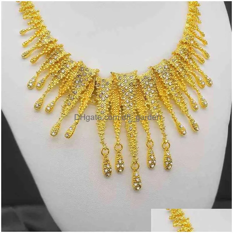 ethiopia 24k gold color dubai jewelry women african party wedding gifts necklace earrings bracelet ring jewellery sets