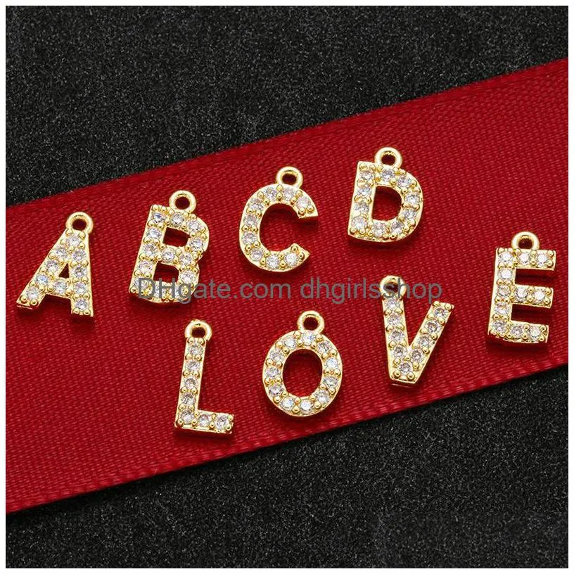delicate a to z zirconia letter pendant charms for bracelets necklace jewelry earring findings components accessories wholesale