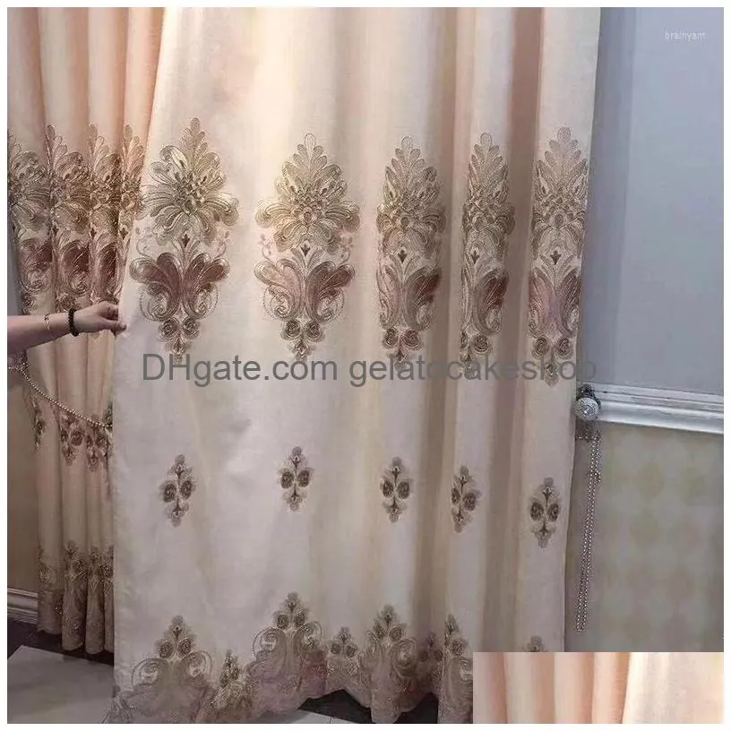 curtain european style chenille embroidered curtains blackout for living room bedroom