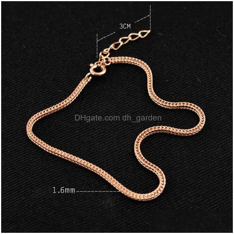 real 925 sterling silver chopin chain bracelets platinum rose gold color long 21 23 cm adjustable wide 1.6 mm men women