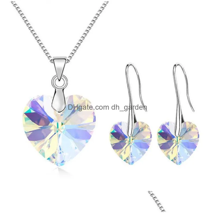 baffin original crystals from swarovski heart pendant necklaces earrings jewelry sets for women lovers gift drop