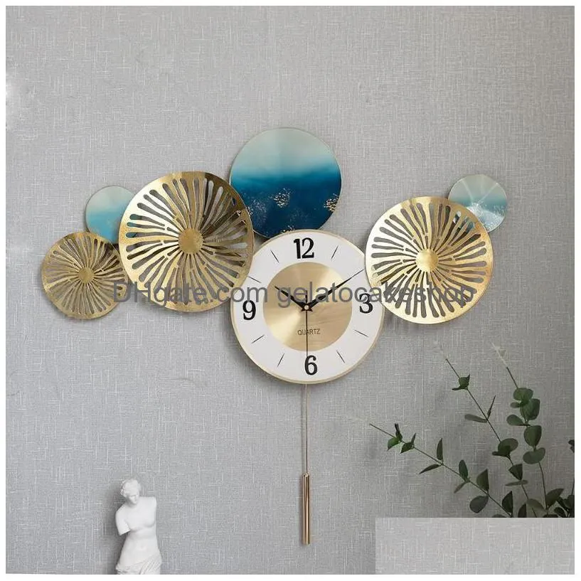 wall clocks iron european living room clock modern creative swing large luxury gold nordic reloj de pared 3d home decor