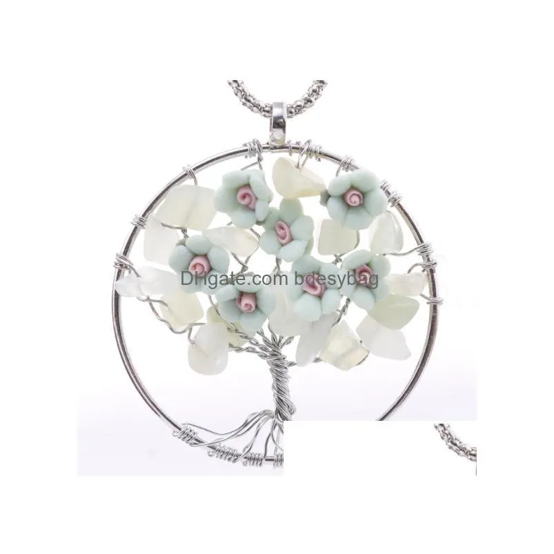 peach blossom life tree flower winding pendant necklace sterling silver pendants for women girls jewelry gifts