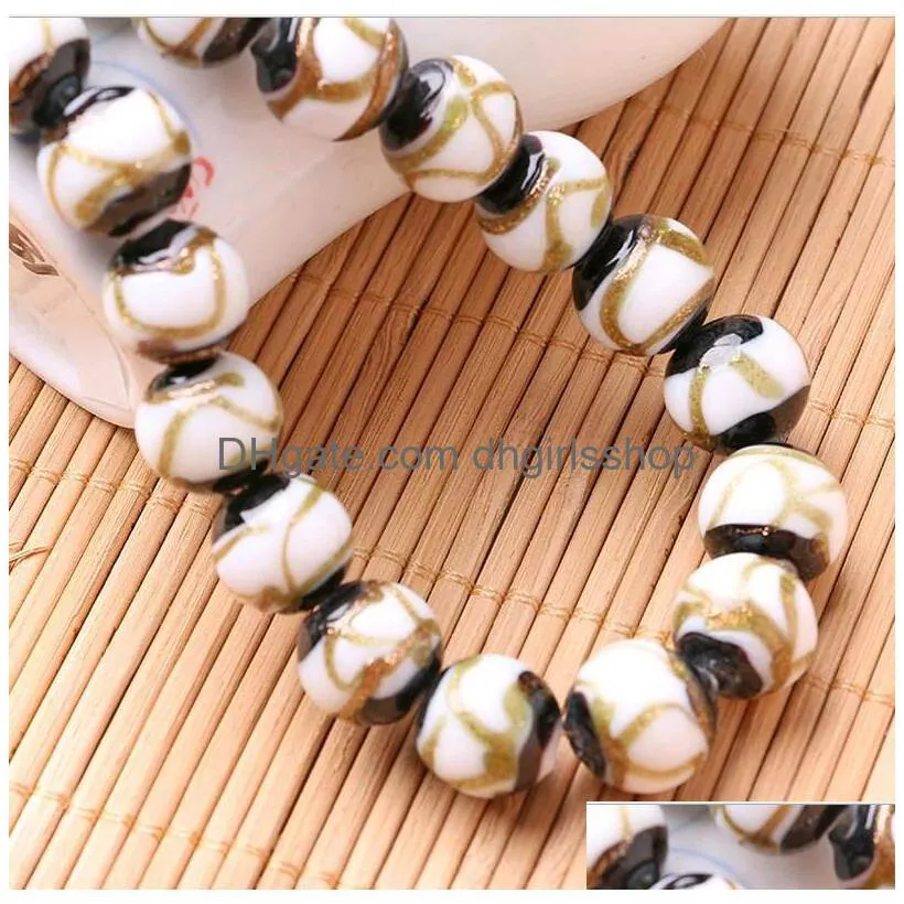 handmade lampwork round beads for bracelet necklace making 12mm 14mm 16mm 20mm gold sands stone vintage glass bead china sale