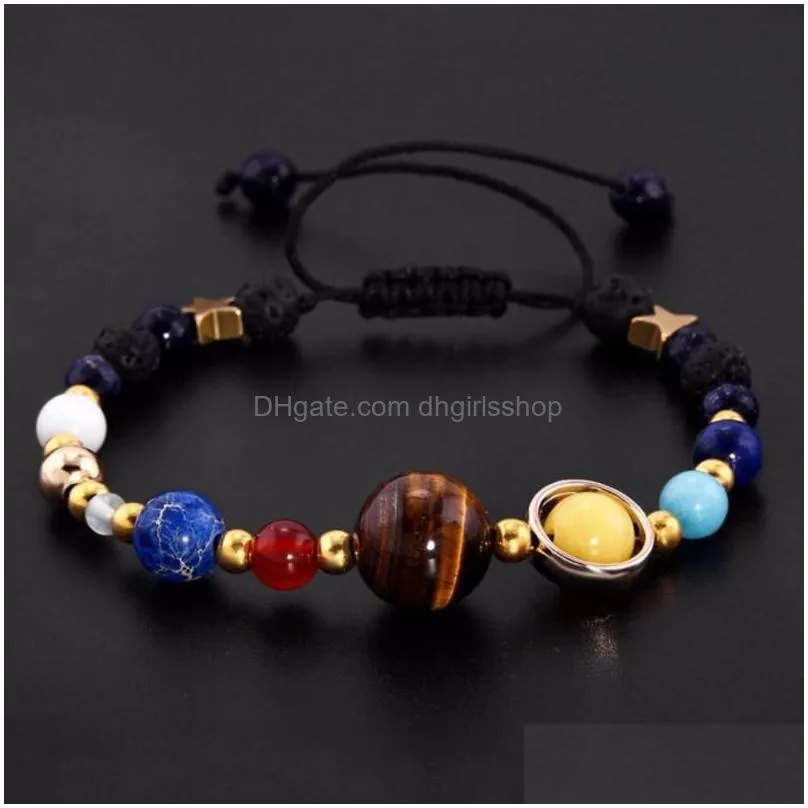 bangle universe planets beads bracelet uni fashion natural solar system energy earth moon braided jewelrybangle lars22