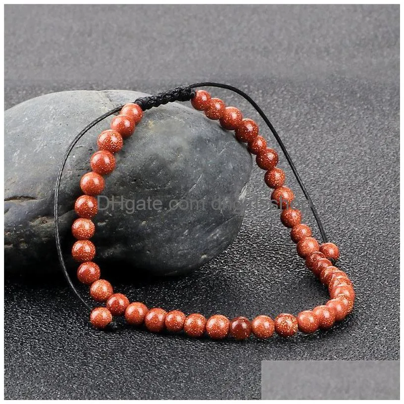4mm stone beads adjustable bracelet for men natural tiger eye lava chalcedony onyx woven bracelets women yoga jewelry pulseras