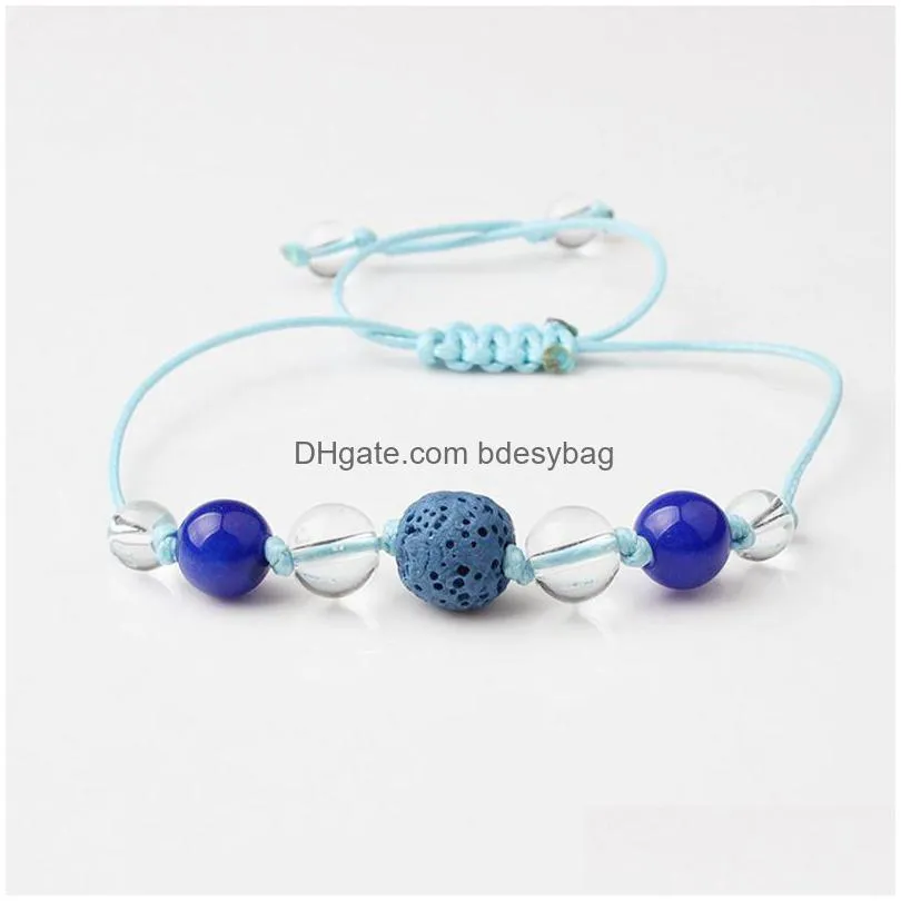 glass lava beads friendship bracelet handknitted beaded yoga ladies  oil aromatherapy bracelet