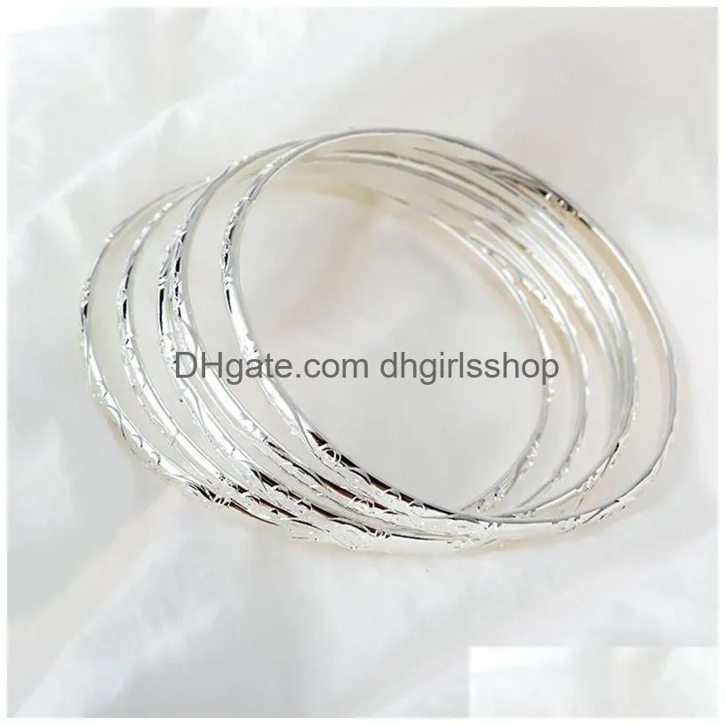 5 piece/lot silver color simple women cuff bracelet bangle big circle round hoop wristband women fashion jewelry accessories