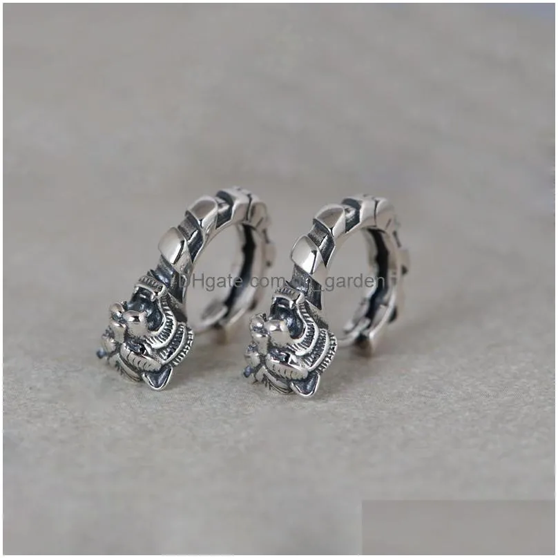 2021 trend 925 women jewelry unusual tiger head stud earrings vintage style thai silver gifts for girl