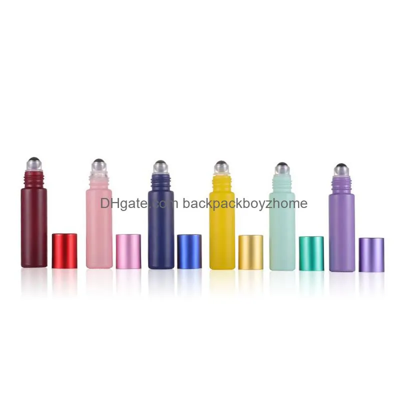 10ml printed glass roller bottles travel portable perfume essential oil bottle mini macaron color empty bottling