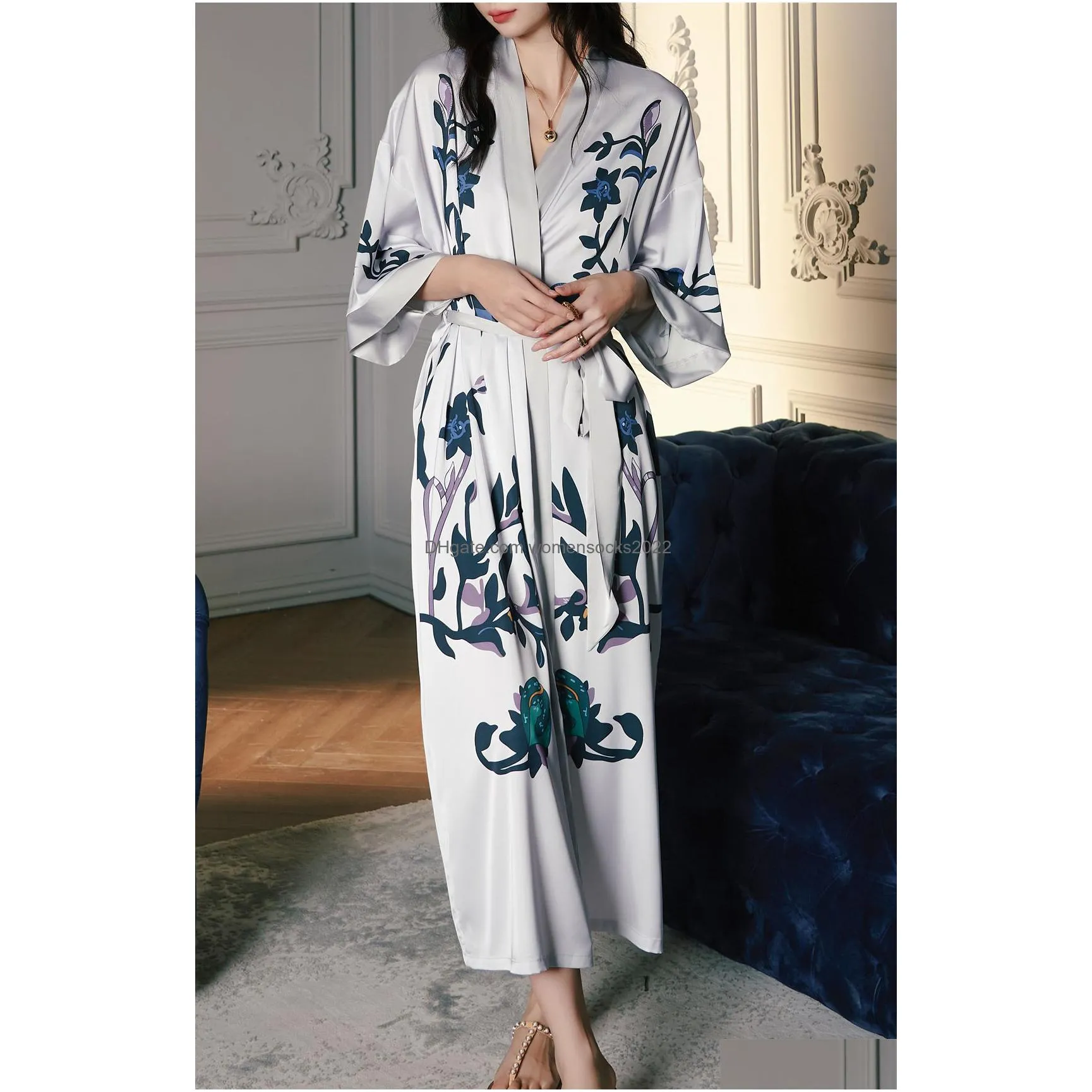 women satin sleepwear long kimono dressing gown elegant pajamas wedding bridesmaids robe summer lounge nightdress nightwear ladies v neck half sleeve