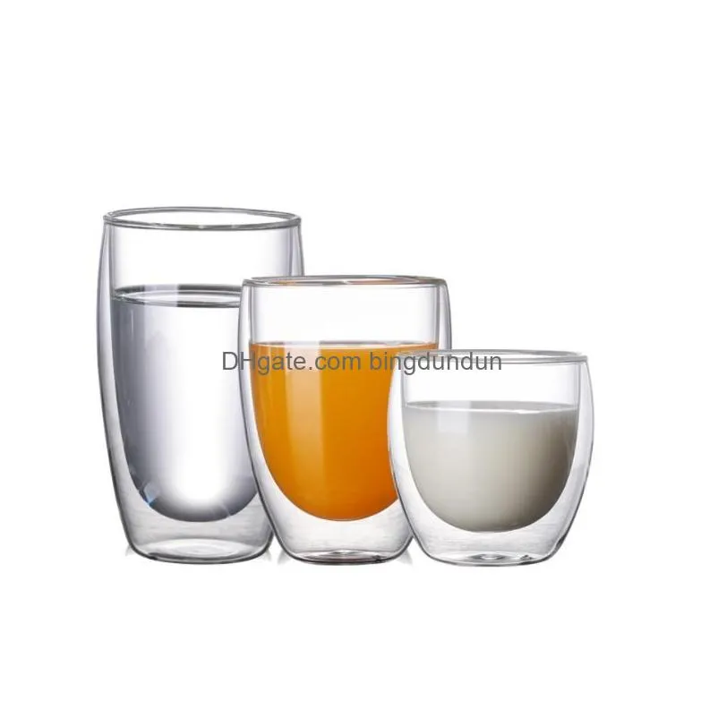 double wall glass kung fu tea cup transparent coffee milk water mug high borosilicate glass drinkware tea set